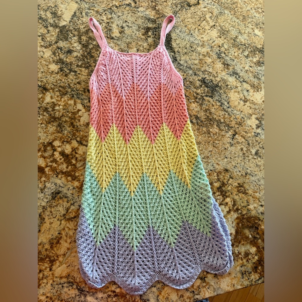Girls Pastel Crochet Cover-Up Dress